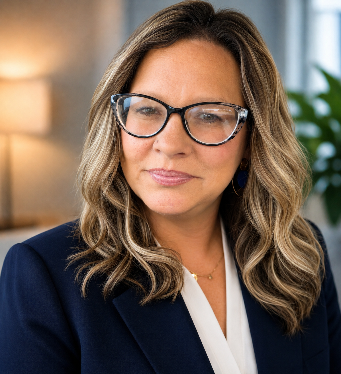 Monica Spears-Sanders smiling in a navy blazer